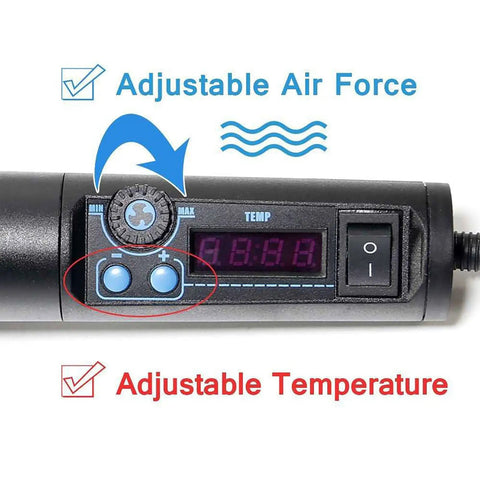 Beast Power Heat Gun For Vinyl Shrink And Rework Station With LED display showing adjustable air force and temperature control