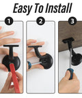 Installation steps for Heavy Duty Hand Rail Bracket Set 6 Pack For Stairs And Banisters, Matte Black Zinc Alloy Wall Mounts.