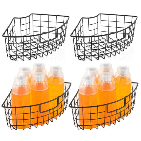 4 Pack Lazy Susan Baskets For Corner Cabinets 18 To 20 Inch Turntable Bins 9 Inches By 6.2 Inches By 4 Inches Quarter Wedge Design