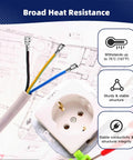 Image showing 100 Piece Heavy Duty Female Spade Connectors 12 To 10 Gauge Non Insulated Crimp Terminals connected to wires and outlet.