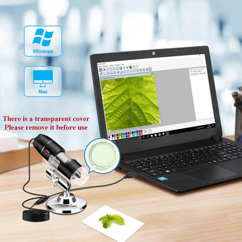 USB Digital Microscope For Android Windows Linux And Mac High Resolution Wired Scope With Live View Screenshot And Video Capture Ideal For Coins Electronics Microbiology And Tiny Details on laptop