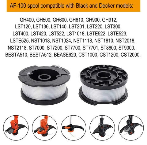 String Trimmer Spool Replacement Kit For AF 100 30Ft 0.065 Inch Line Fits GH600 GH610 GH900 LST Series Edger visible spools