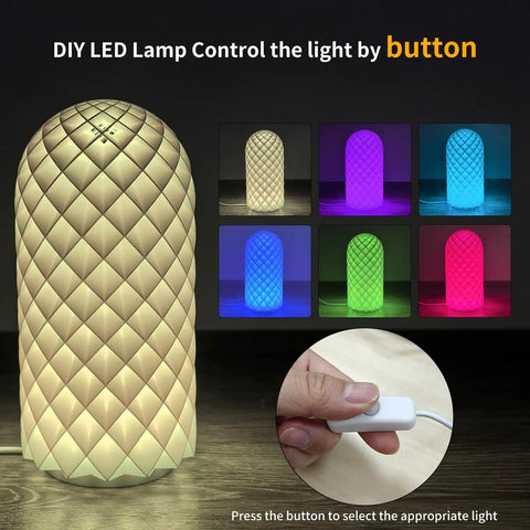 DIY LED Lamp Kit for 3D Printer Projects Button Controlled Multicolor Lighting Hardware Accessories illuminated in different colors