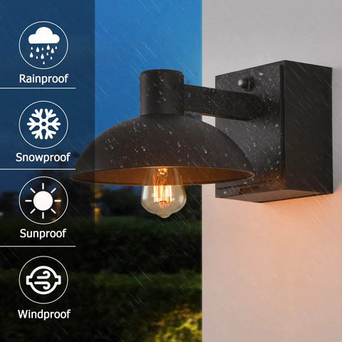 Dusk To Dawn Outdoor Wall Sconce With GFCI Outlet No Fuss Black Exterior Barn Light Fixtures Rustic Farmhouse Porch Lantern Waterproof Outdoor Wall Mount Lamp For House Garage And Entryway