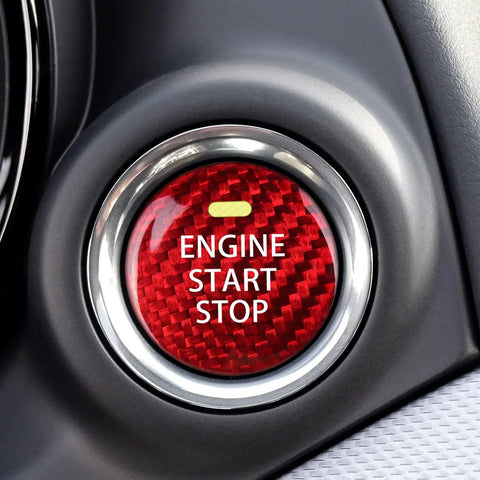 Mazda Real Carbon Fiber Start Stop Button Cover Trim Sticker For Mazda 3 6 CX3 CX5 CX9 MX5 Miata Sporty Vibe Look Easy Fit Red