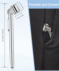 Chrome-plated pencil-style tire pressure gauge with pocket clip, 4.1 cm long.