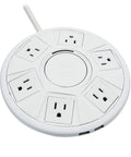 Top view of Six Outlet Surge Protector with USB Charging Station 1080 Joules 6 Ft Cord On Off Button Green Power Indicator