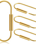 Heavy-Duty Brass Key Ring Clip Set 4 Pcs 3.35in Screw Lock Keychain Carabiner Holders, gold tone, shown in open and closed states.