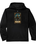 Rad Men Machine Gifts Classic Fit Performance Hoodie Featuring Tool Vise Gauge Square Design With Anti-Static Fleece And Moisture Wicking For Shop Crews in black with graphic design.