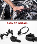 60 Piece Automotive Wire Loom Routing Clip Kit With Universal Wiring Harness Clips, shown in engine and close-up view.