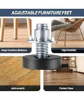 16 Piece Adjustable Leveling Feet For Furniture And Tables Screw On Leg Levelers With Threaded Height Adjustment shown in use