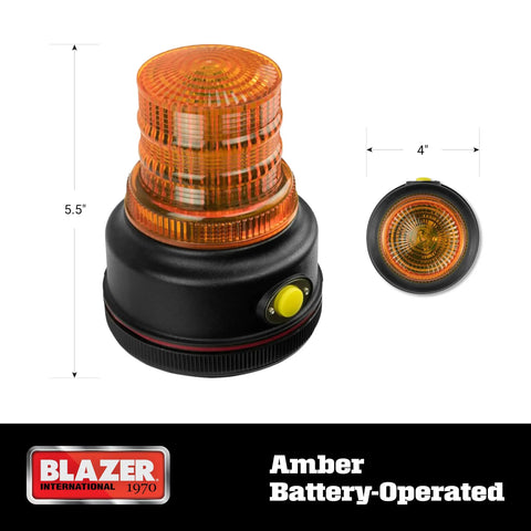 Badass Led Amber Warning Beacon With Rock Solid Magnetic Base, Three Sixty Degree Strobe Light Featuring Four No Sweat Flash Modes, Battery Powered Ip Sixty Five Weatherproof Class Three Job Site Safety Alert