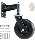 Heavy Duty 8 Inch Gate Wheels Rock Solid 360 Swivel Casters Built Tough Spring Loaded Suspension Rust Proof Fence Rollers 800 Lbs Capacity For Wood Or Steel Pipe Yard Gates Runs Smooth As Butter with assembly components.