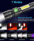 Rechargeable UV Black Light Flashlight 2 Pack 3 In 1 Ultra Bright Pocket Lights With 1200 Lumens Magnetic Waterproof 7 Modes display