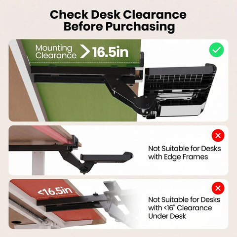 Mounting instructions for Ergonomic Under Desk Keyboard Tray with Sliding Platform and Built In Wrist Rest Storage Drawer