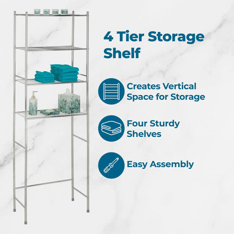 Four Tier Over Toilet Storage Rack With Heavy Duty Steel Build And Slick Chrome Finish Is A Solid Game Changer For Tight Spaces That Keeps Your Towels Toiletries And Daily Stash Neatly Organized