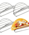 4 Piece Stainless Steel Taco Holder Stand Set With V Shaped Multi Layer Taco Rack for Soft and Hard Shell Tacos
