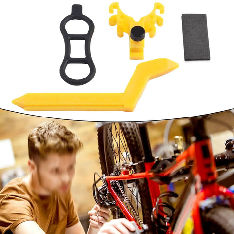 Portable Bike Wheel Truing Stand With Gauge For Precise Rim Alignment On The Go, Lightweight And Compact Repair Kit in use