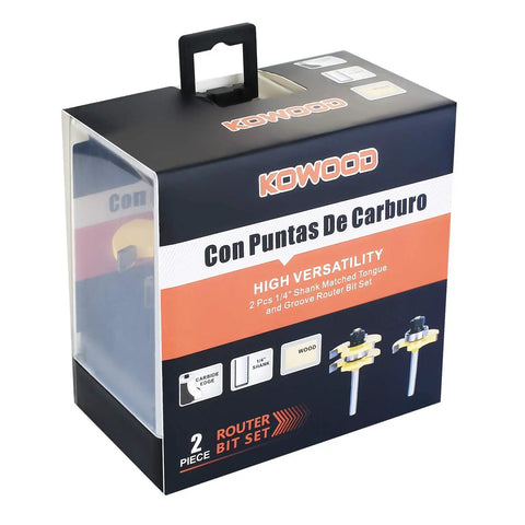 Packaging of Tongue And Groove Router Bit Set Of Two With One Quarter Inch Shank Three Teeth Adjustable T Shape Wood Milling Cutter
