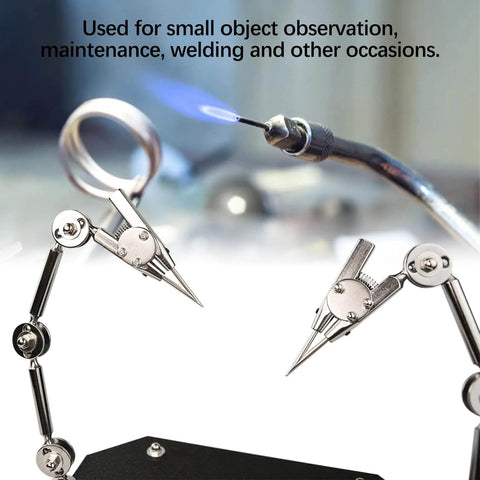 Pro Grade Heavy Duty Welding Fixture Clip With Double Clip Clamp, Adjustable 360 Degree Swivel Jewelry Welding Table Clip in use
