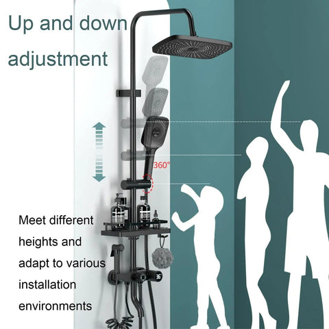 CUTPOIY 4 Functions Exposed Shower System Shower Fixtures Shower Faucets Sets 8 Inch Wall Mount Exposed Shower System, Round-8 inches with adjustable height.