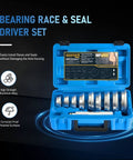 Pro Grade 10 Piece Wheel Bearing Press Kit With Seal Driver And Universal Adapters in blue case, open top view