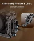 Hawklock Camera Cage Kit For Canon R6 Mark II with HDMI USB-C cable clamp close-up