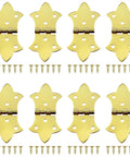 Top Tier Gold Butterfly Cabinet Hinges Set Of 8 Vintage Electroplated Woodworking Clasps That Bring Major Dope Style To Any Custom DIY Craft Build Or Keepsake Box, showing 8 hinges and drill screws.