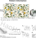 Blue Bird Peel And Stick Wallpaper With Fresh Lemon Tree Pattern shown with measurements and installation guide