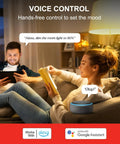 Couple using Alexa and Google Assistant Compatible Smart Light Bulbs No Hub Required A19 Soft White 2700K 800LM WiFi LED Bulbs