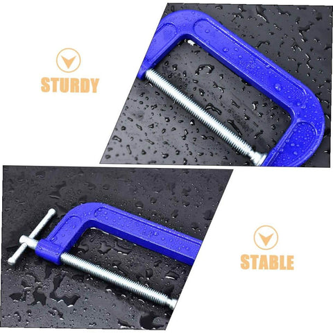 Beefy Heavy Duty 6-Inch G Clamps For Woodworking And Metalworking, Quick-Release Table Mount, showing sturdy steel on wet surface
