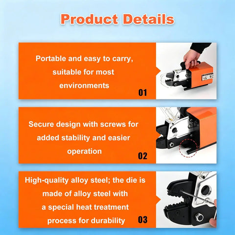 Heavy Duty Pneumatic Terminal Crimping Tool With Foot Pedal Operated Air Plier Machine For 0.5 To 16mm2 Wires, portable design features.