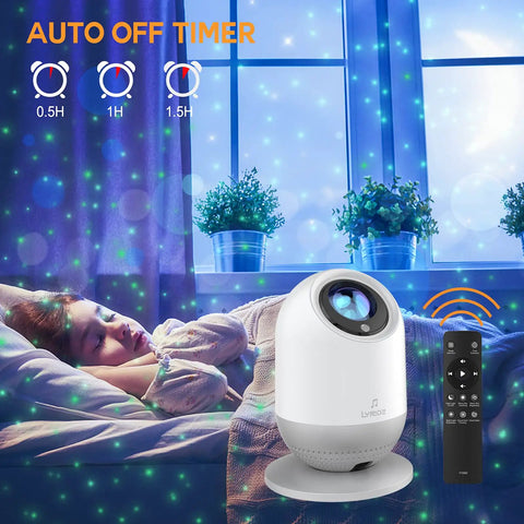 Rechargeable Galaxy Star Projector Night Light with Remote and Timer LED Laser Nebula Lamp with green stars in bedroom