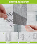 Heavy Duty Screen Repair Tape For Windows And Doors Anti Mosquito Strong Adhesive Mesh Patch applied on screen in close-up view