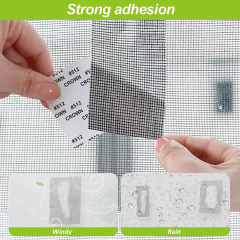 Heavy Duty Screen Repair Tape For Windows And Doors Anti Mosquito Strong Adhesive Mesh Patch applied on screen in close-up view