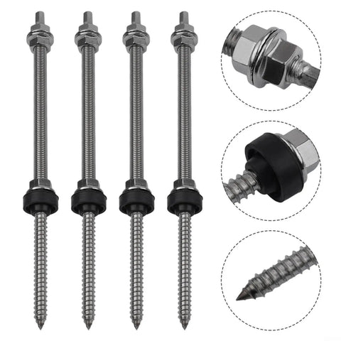 Hefty M10 Solar Mounting Hanger Bolts With EPDM Washers And Pre Assembled Lock Nuts showcasing sturdy stainless steel bolts with rubber washers.