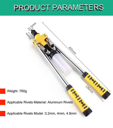Product dimensions of Heavy Duty 17 Inch Pop Rivet Gun With Extended Length High Hardness Alloy Build Rust Resistant Mandrel Collection Bottle