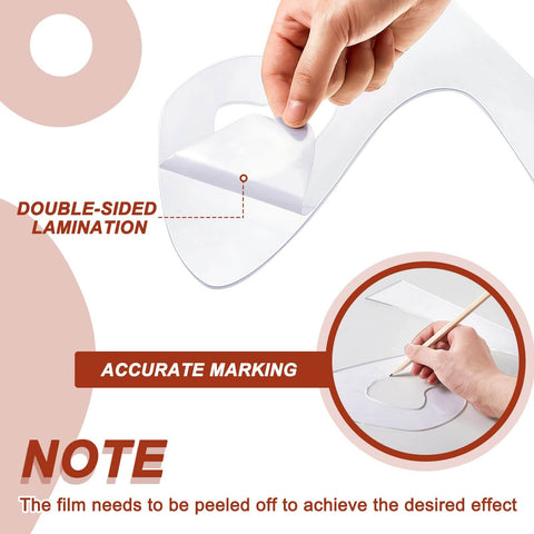 Close-up of Five Pcs Acrylic Charcuterie Board Handle Template Set depicting double-sided lamination and accurate marking process.