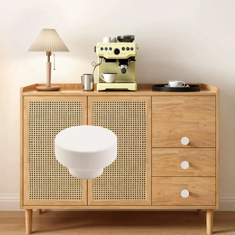 Top Shelf Sturdy White Solid Wooden Cabinet Knobs 12 Pack Round Drawer Pull Handles For Dressers And Cupboards Durable Non Toxic Finish Smooth Flat Top Design on a modern wooden cabinet.