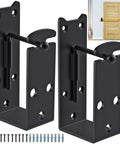 Heavy Duty 2x4 Door Barricade Brackets With Locking U Shaped Bar Holder Secure 2x4 Lumber installed on door with screws