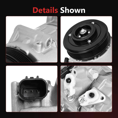 Heavy Duty AC Compressor With Clutch For Toyota Camry Rav4 Sienna 2 5 Liter And 2 7 Liter Engines 2012 Through 2017 close-up details of components