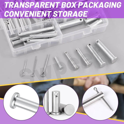 All In One Clevis Pin Kit With 51 Pieces In 18 Sizes M5 M6 M8 M10 M12 Zinc Plated Flat Head Pins Plus Cotter Pins