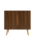 High End Premium Extra Wide Striped Walnut Freestanding Bathroom Vanity Featuring Modern Handless Cabinet Design, front view.
