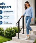 Adjustable 2 Pack Outdoor Stair Handrail Kit Tough As Nails Built With Galvanized Steel And Black Powder Coated Industrial Pipe Style Featuring Rugged Balusters for safe step support on concrete stairs.