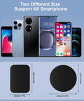 Image showing 12 Pack Ultra Thin Metal Plates For Magnetic Car Mounts 6 Round And 6 Rectangular Durable Non Magnetic Plates With Strong 3M Adhesive Universal Fit For Smartphones And Tablets Easy Install Slim Ridiculous Grip, displayed with smartphones.
