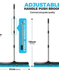 Adjustable handle on 24 Inch Heavy Duty Push Broom With Stainless Steel Handle For Outdoor Commercial Sweeping And Patio Cleanup.
