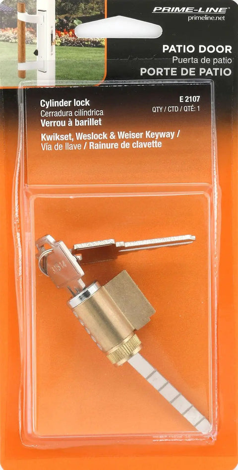 Top Shelf Steel Cylinder Lock For Sliding Patio Doors No Stress Key Replacement with keys in packaging, solid brass core.