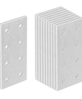 10 Pack Flat Joining Plates For 2020 2040 T Slot Aluminum Profiles, 8 Hole Rectangle Plate, Silver Anodized, Front View