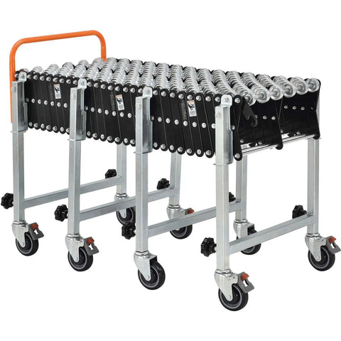 Heavy Duty Flexible Gravity Conveyor With Smooth Skate Wheels Expands From 3 Feet 3 Inches To 12 Feet 10 Inches And Makes Heavy Hauling A Breeze Without Any Stress In Your Warehouse