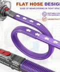 Dyson Compatible Dryer Lint Vacuum Attachment Hose, Flexible Dryer Vent Cleaner Kit with flat hose design and maneuverability features.